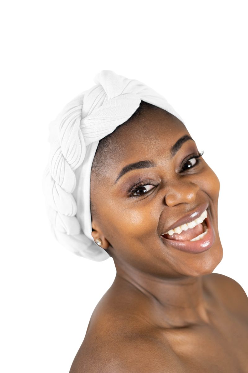 White - Women Soft Stretch HeadWrap Turban – Rosemade display picture 1