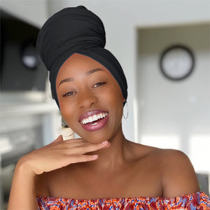 Black - Women Soft Stretch HeadWrap Turban