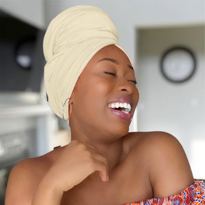 Cream white - Women Soft Stretch HeadWrap Turban