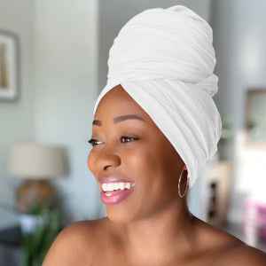 White - Women Soft Stretch HeadWrap Turban