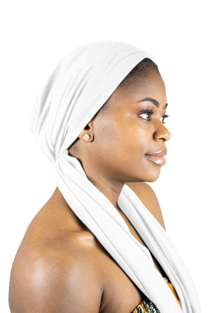White - Women Soft Stretch HeadWrap Turban